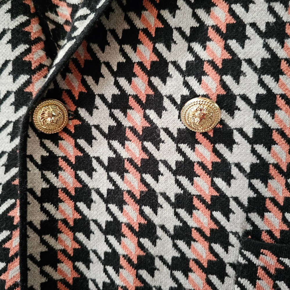 JOIE Women's Double Breasted Houndstooth Multicolored Button Blazer Sz L - Picture 7 of 13